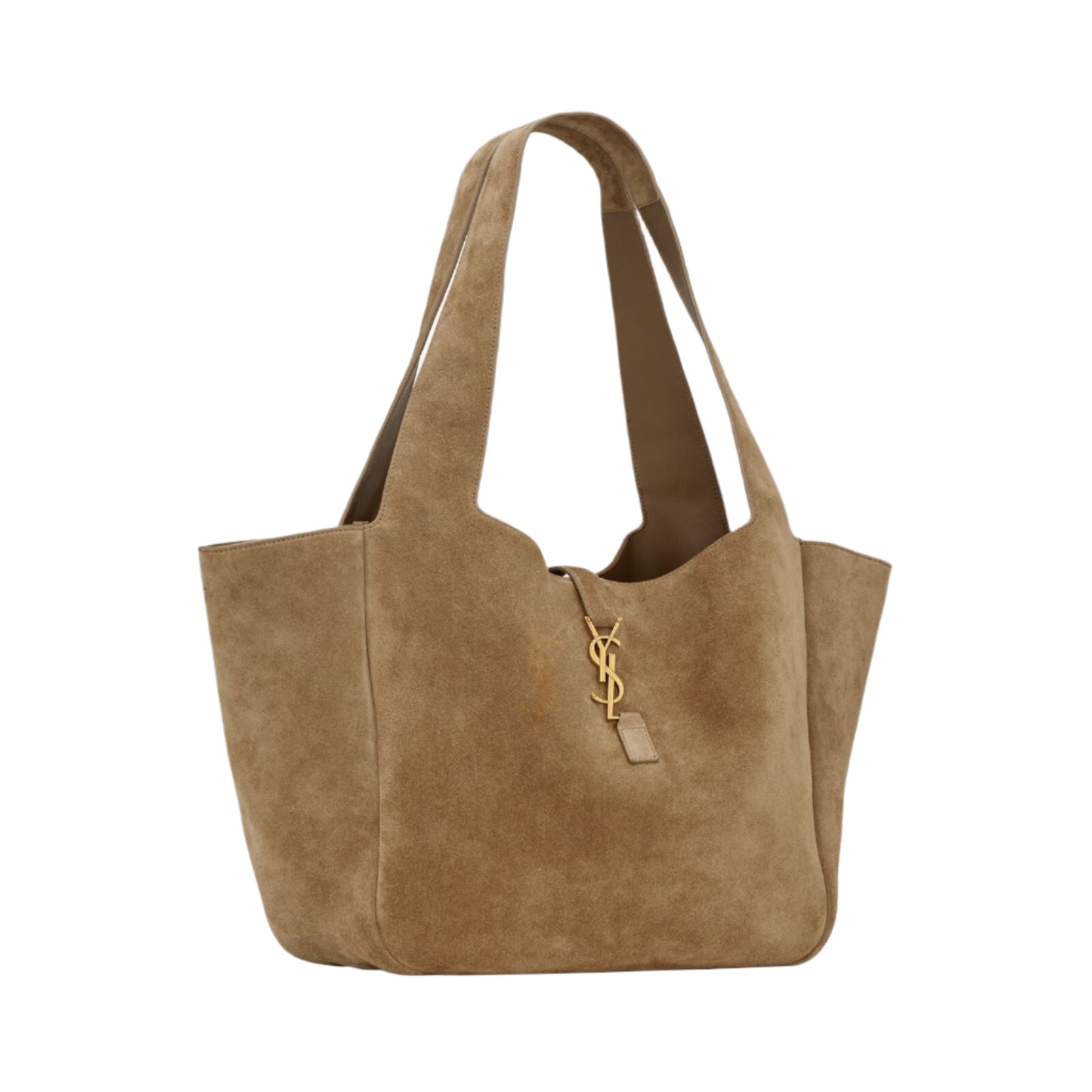 Paduche luxury soft structured tote bag in Golden Leaf suede, crafted from Italian nubuck leather with bronze hardware and tonal suede lining.