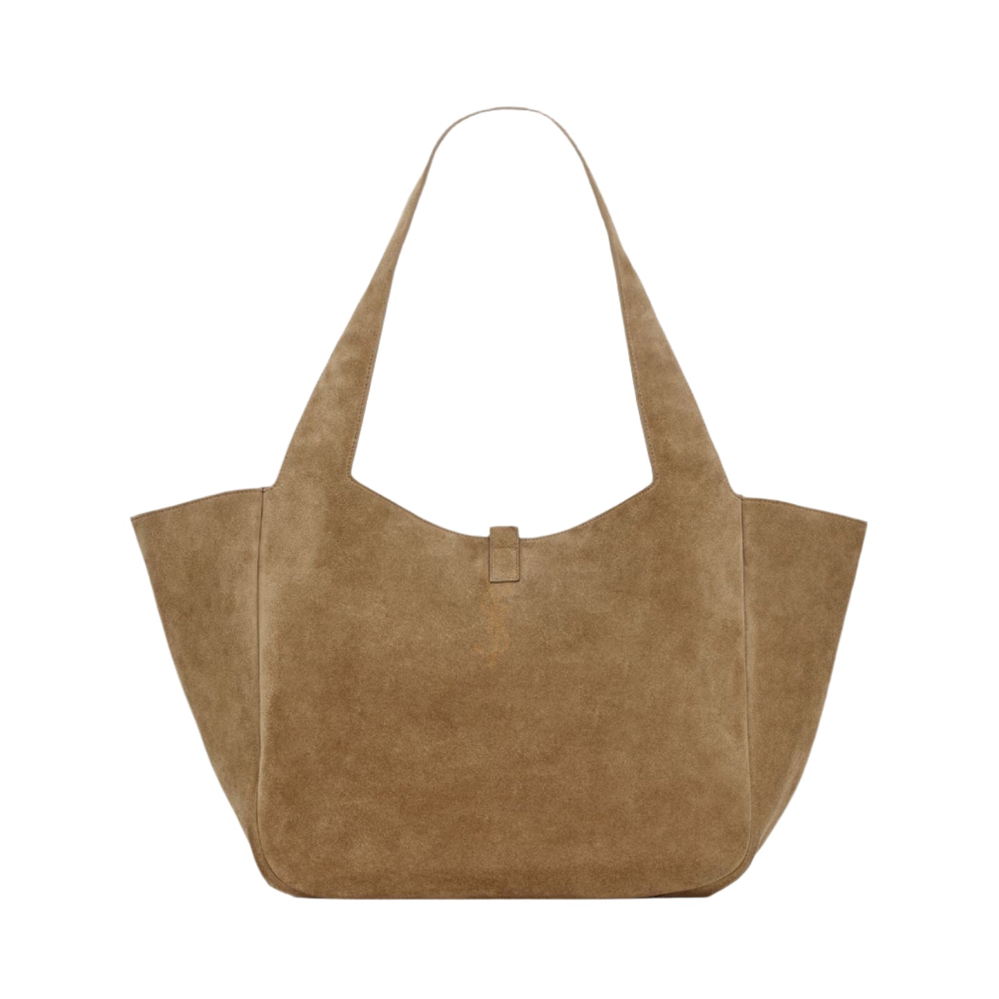 Back view of the Paduche soft structured tote in Golden Leaf suede, showcasing the smooth Italian nubuck leather and clean minimalist silhouette.