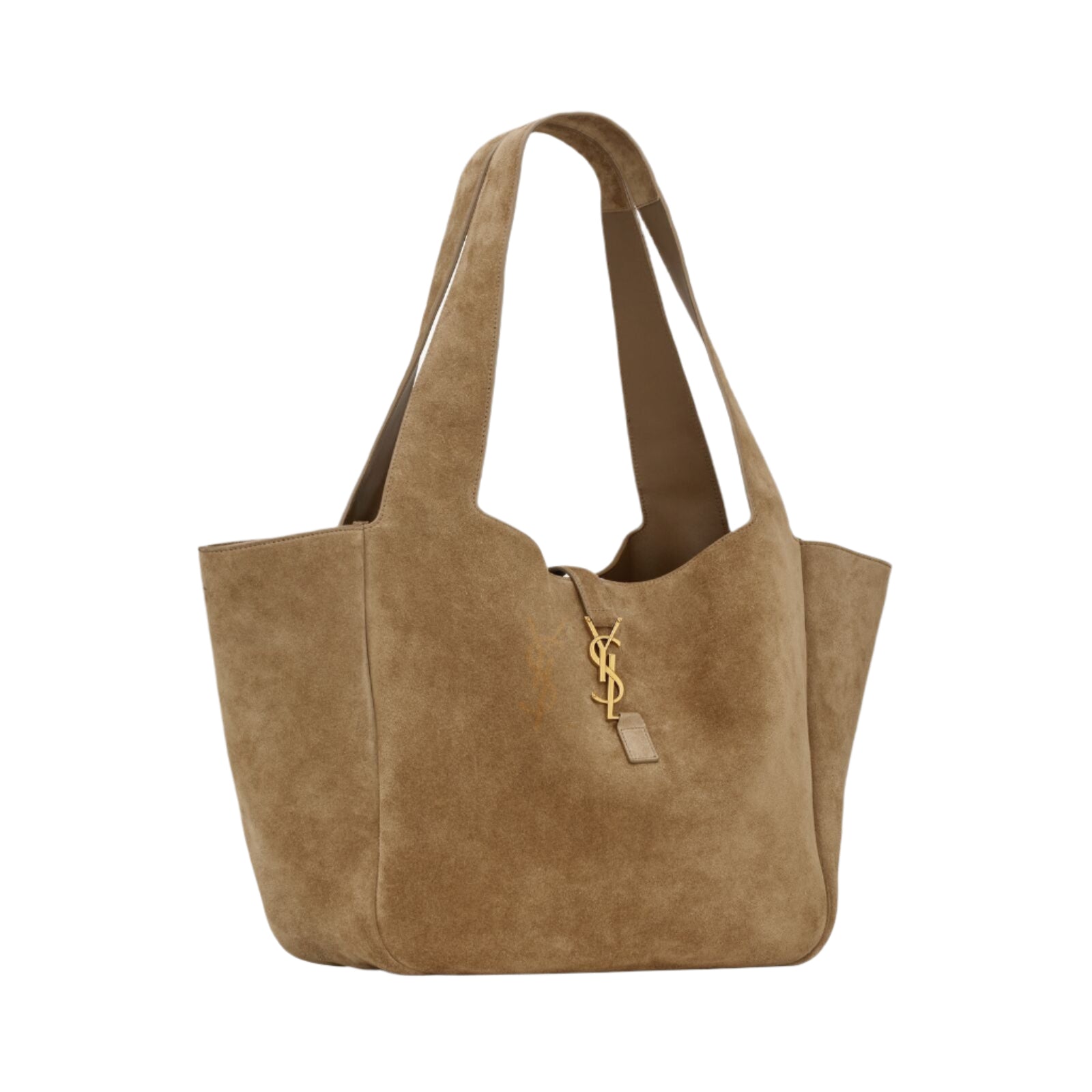 Paduche luxury soft structured tote bag in Golden Leaf suede, crafted from Italian nubuck leather with bronze hardware and tonal suede lining.