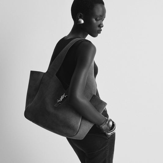 Paduche luxury soft structured tote bag in Golden Leaf suede, crafted from Italian nubuck leather with bronze hardware and tonal suede lining.