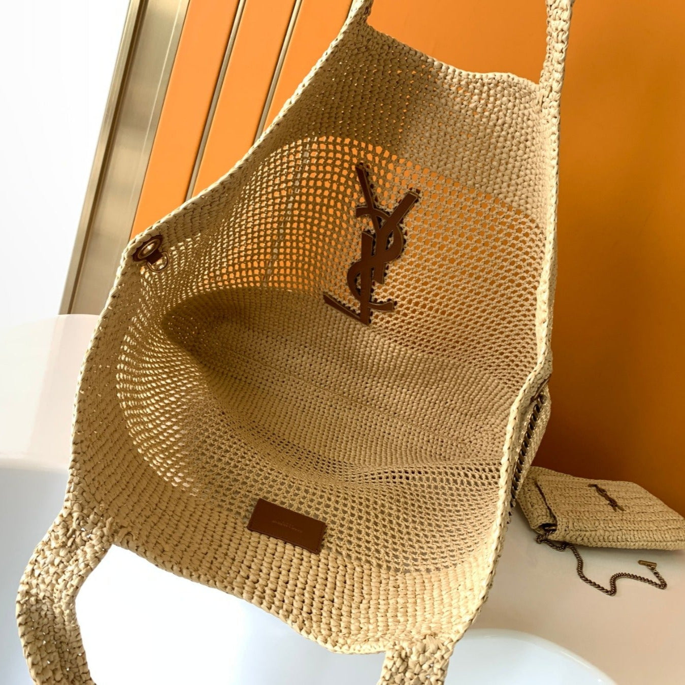 Paduche luxury raffia tote with mini shoulder bag, handmade for effortless summer style.