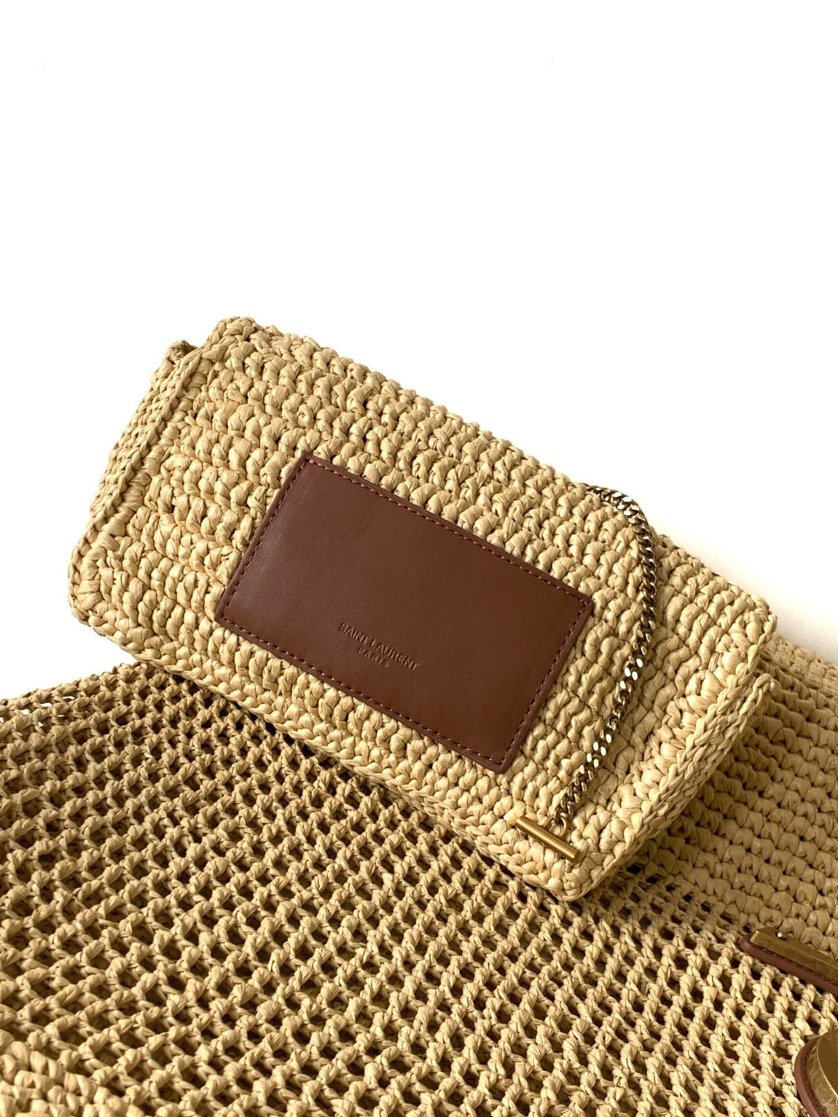 Paduche luxury raffia tote with mini shoulder bag, handmade for effortless summer style.